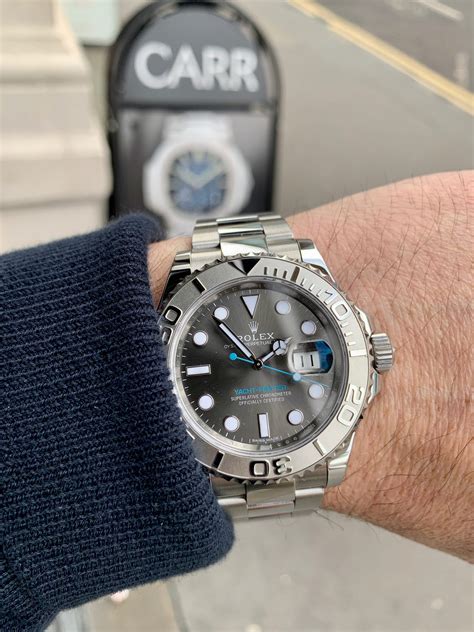 rolex yachtmaster 40mm steel and platinum price|Rolex yacht master 40 thickness.